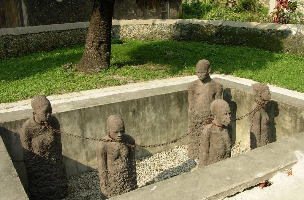 The slave memorial sculpture in Stone Town, Zanzibar