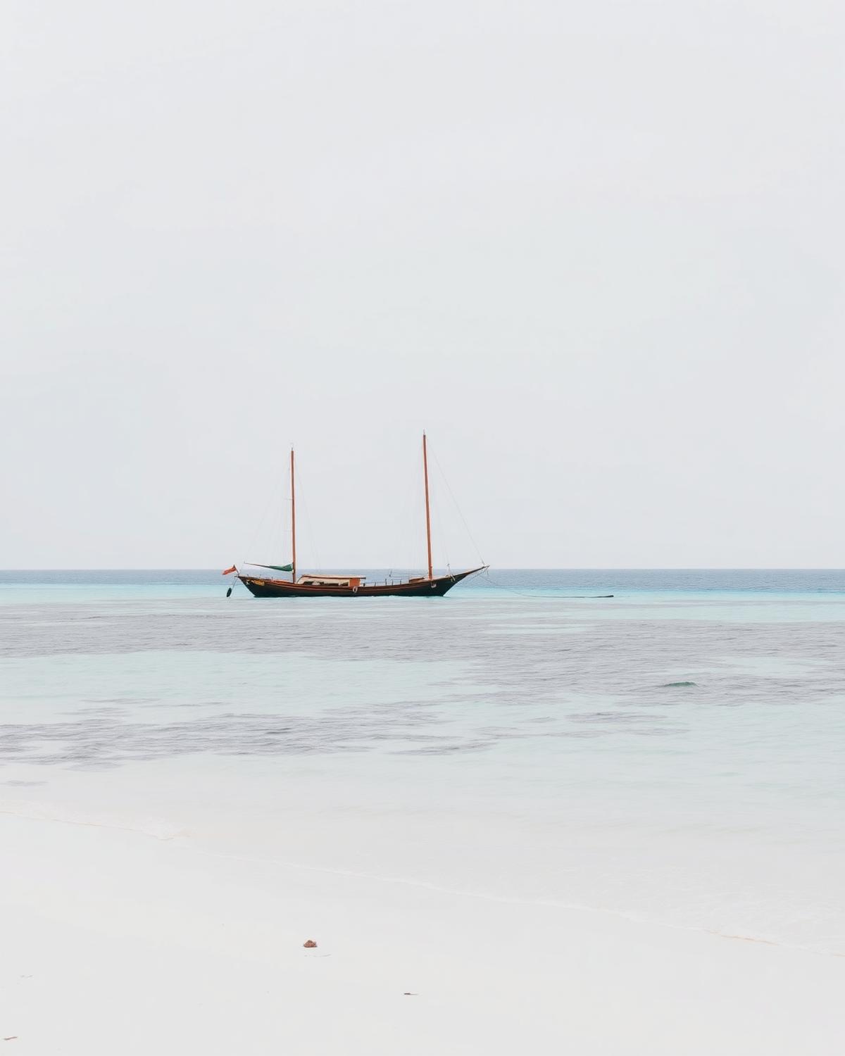 Turquoise water and white sand off the Zanzibar coast
